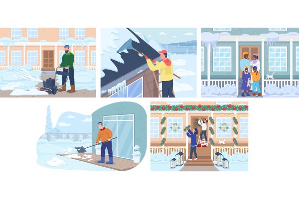 Snow Clearing Flat Illustration