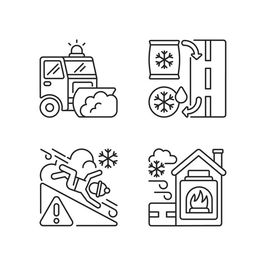 Snow removing services linear icons set