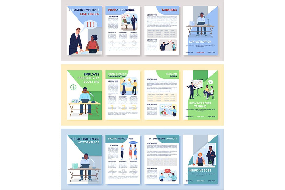 Social challenges at workplace brochure templates