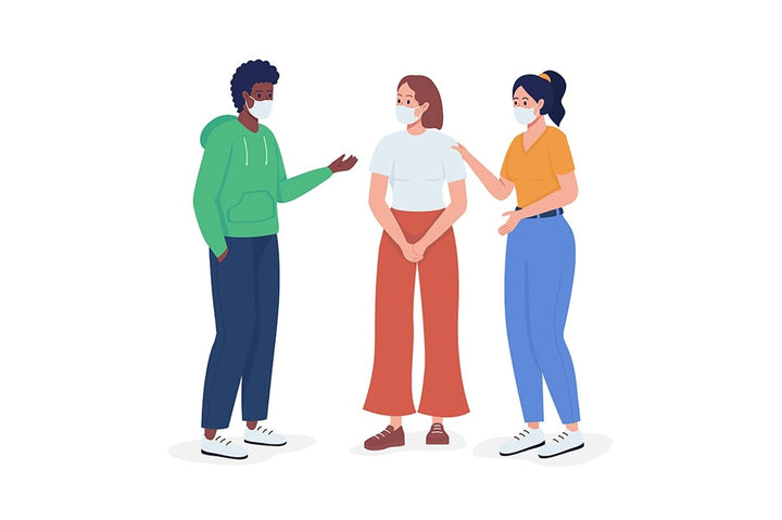 Social distancing color vector illustration bundle