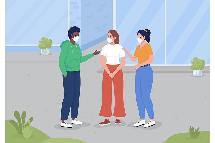 Social distancing color vector illustration bundle
