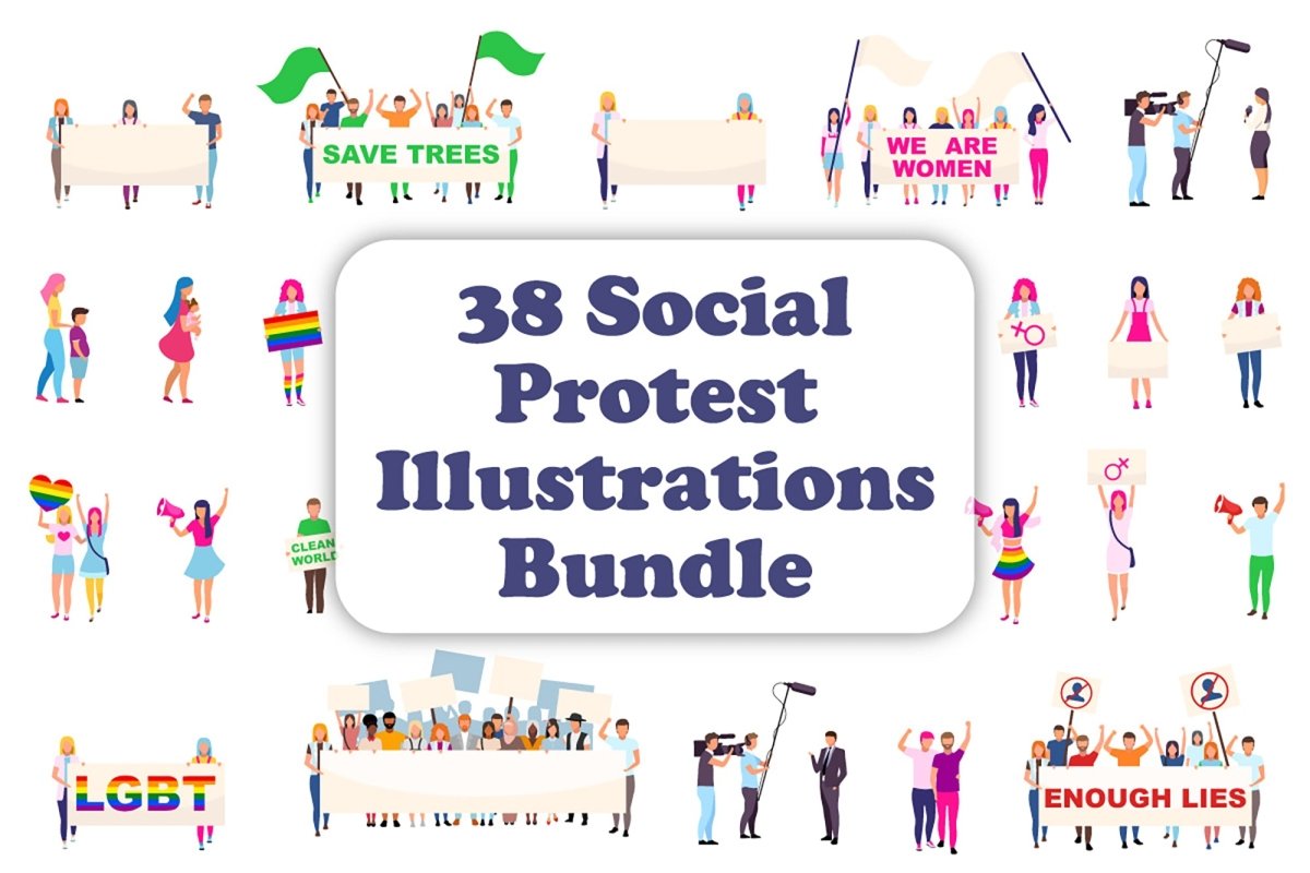 Social protest vector illustration bundle