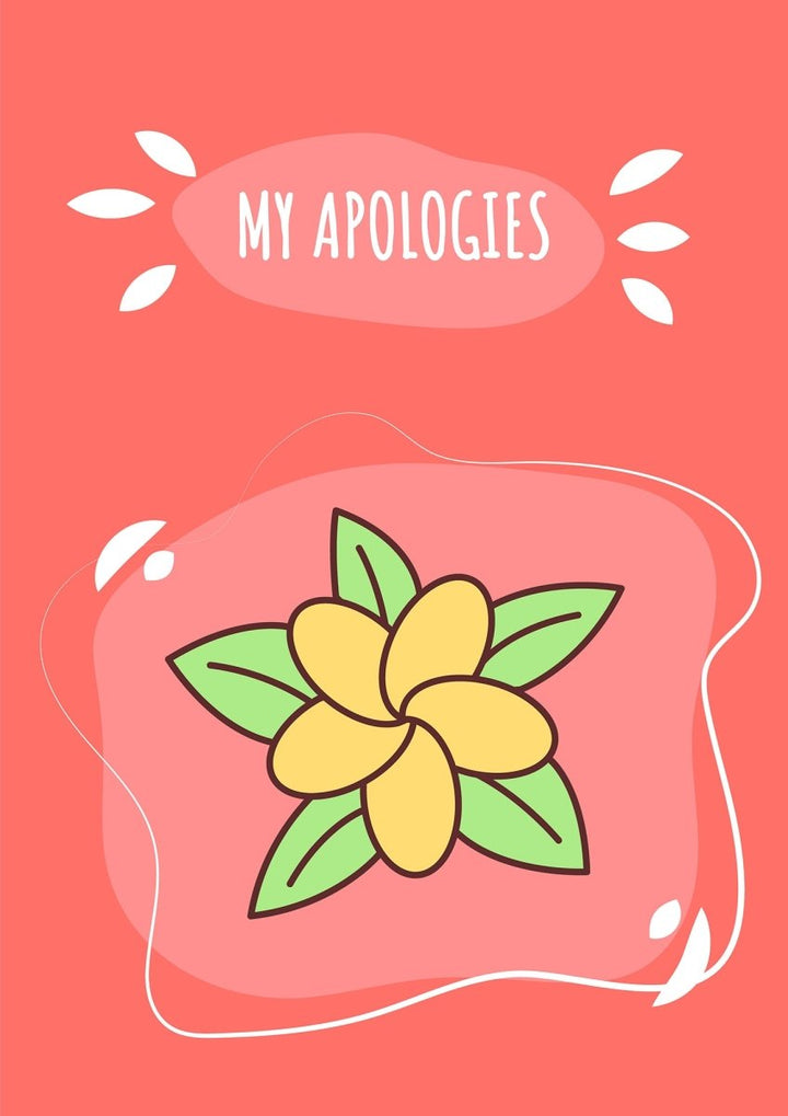 Sorry greeting card with color icon element set