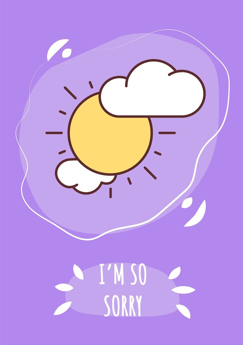 Sorry greeting card with color icon element set