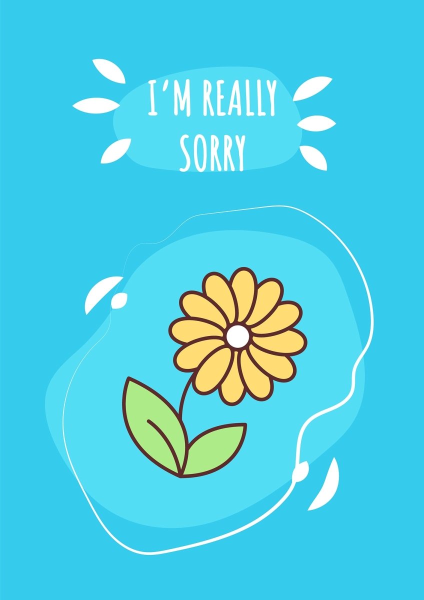 Sorry greeting card with color icon element set