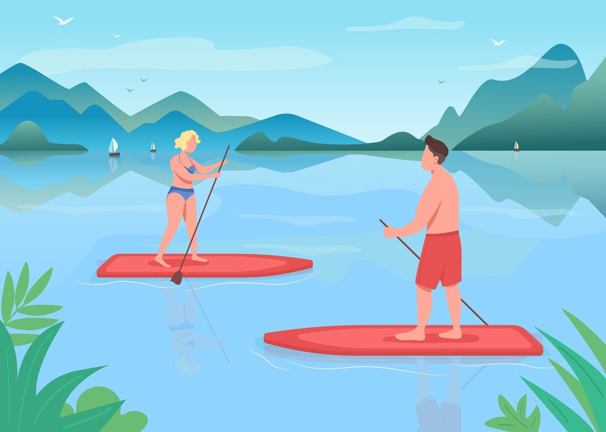 Space for sport flat color vector illustration bundle
