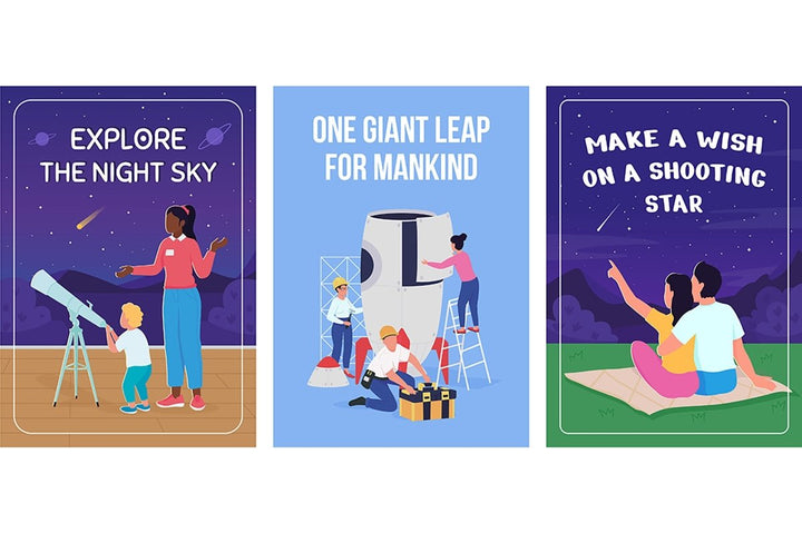 Space poster flat vector templates
