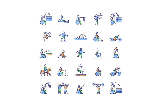 Sport competition RGB color icons set