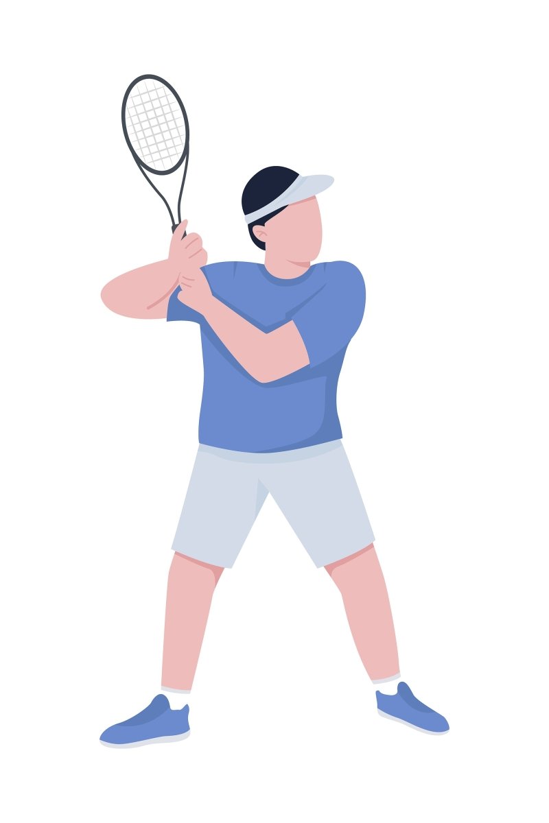Sport players semi flat color vector character set