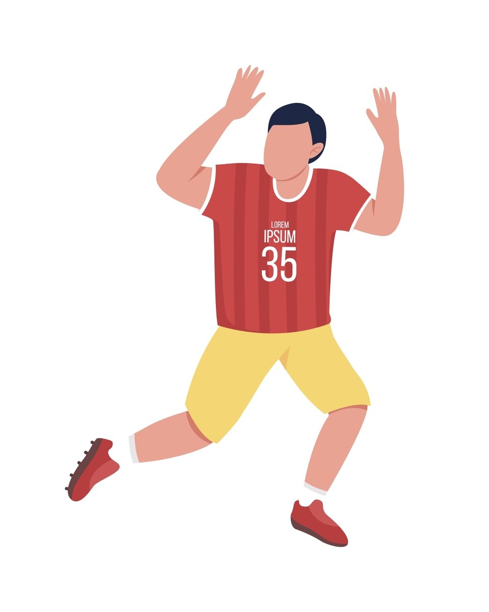 Sport players semi flat color vector character set