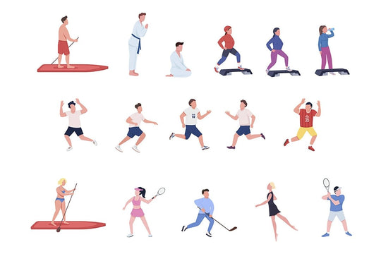 Sport players semi flat color vector character set