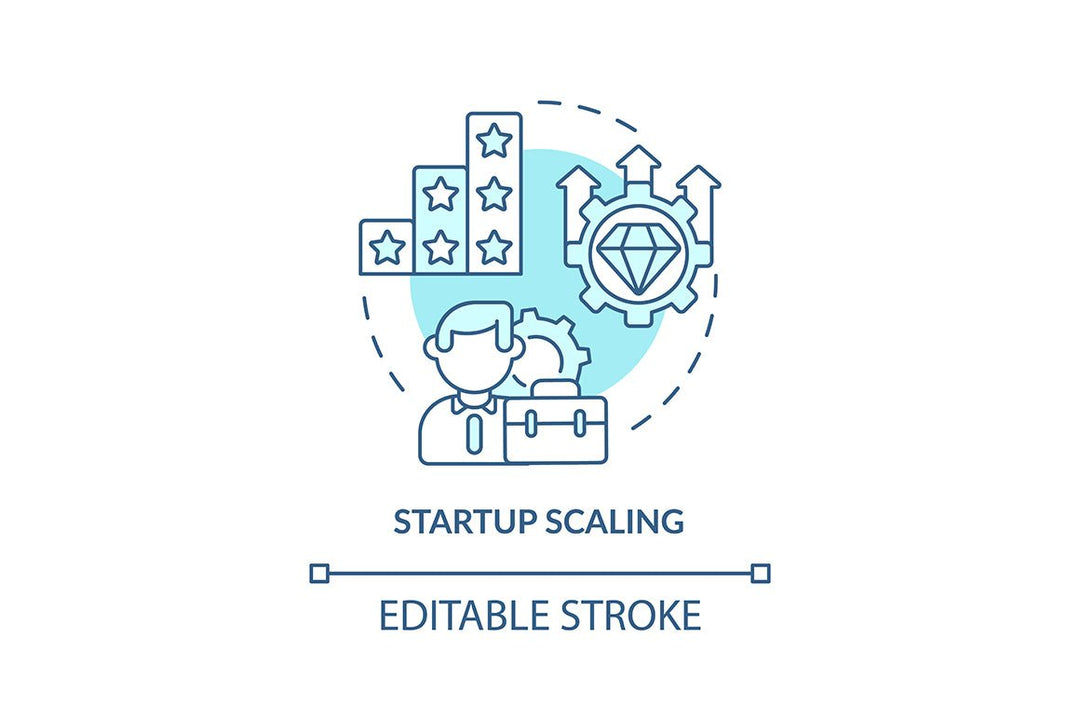 Startup launch blue concept icons set