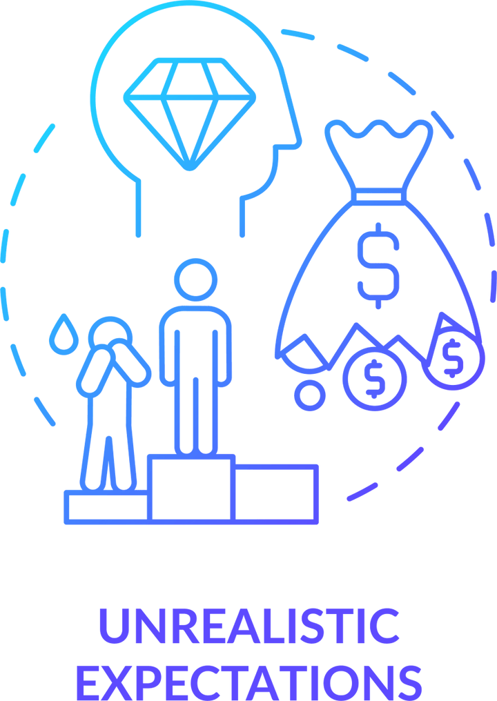 Startup launch blue gradient concept icons set