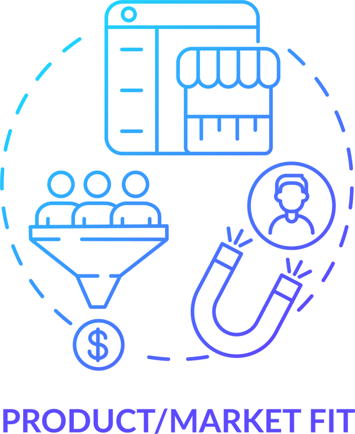 Startup launch blue gradient concept icons set