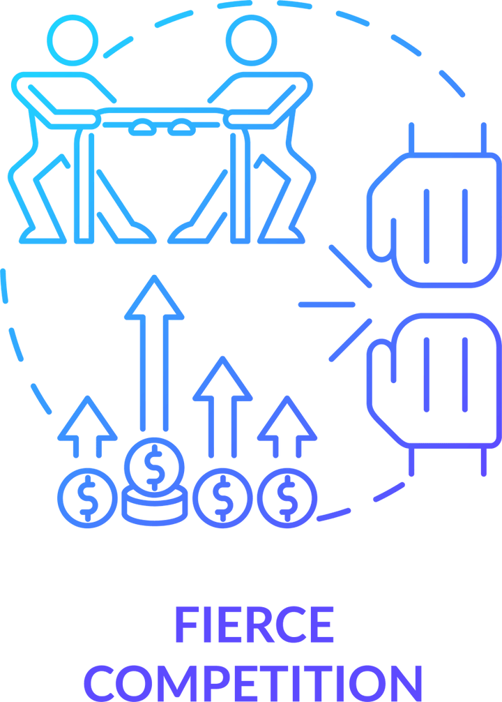Startup launch blue gradient concept icons set