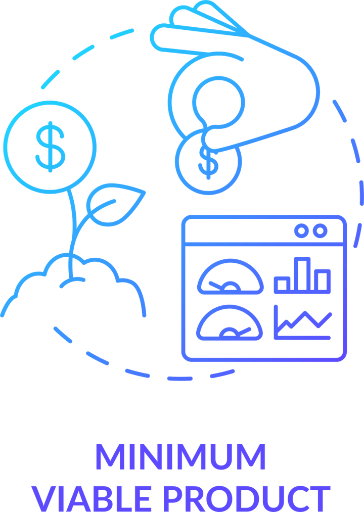 Startup launch blue gradient concept icons set
