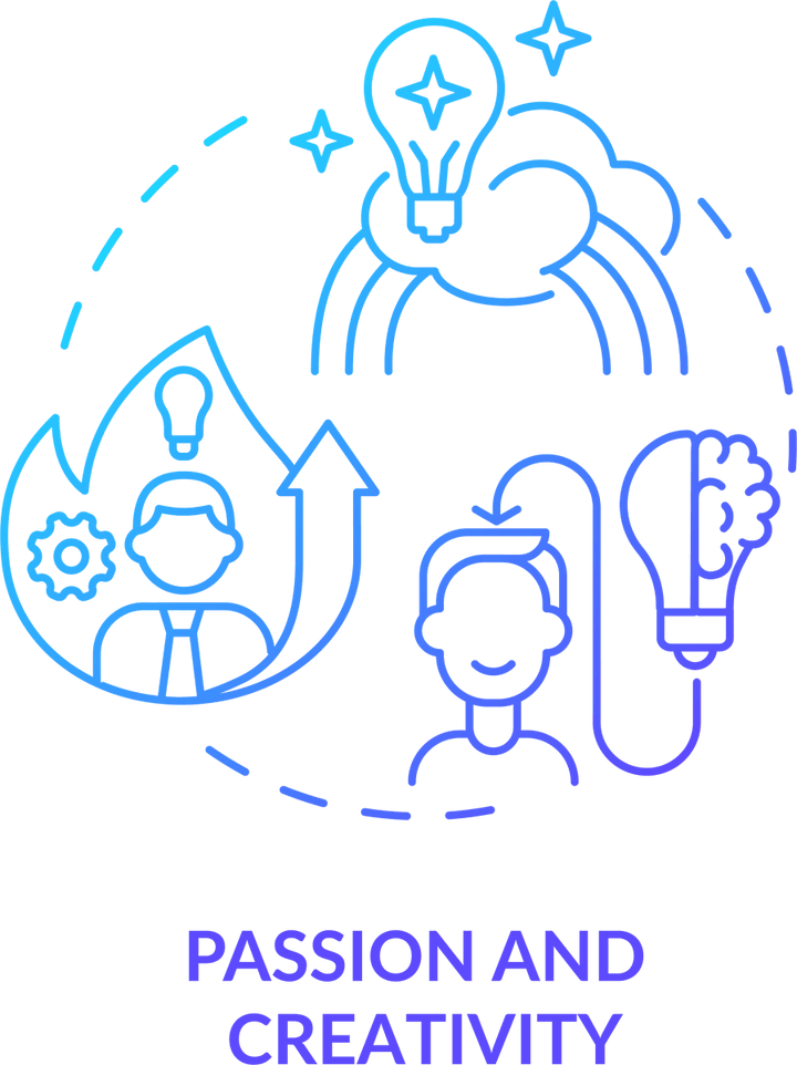 Startup launch blue gradient concept icons set