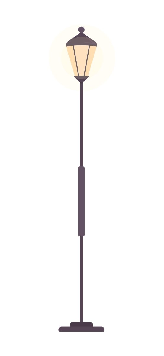 Streetlight semi flat color vector object. Editable element. Full sized item on white. Christmas festive lamppost simple cartoon style illustration for web graphic design and animation