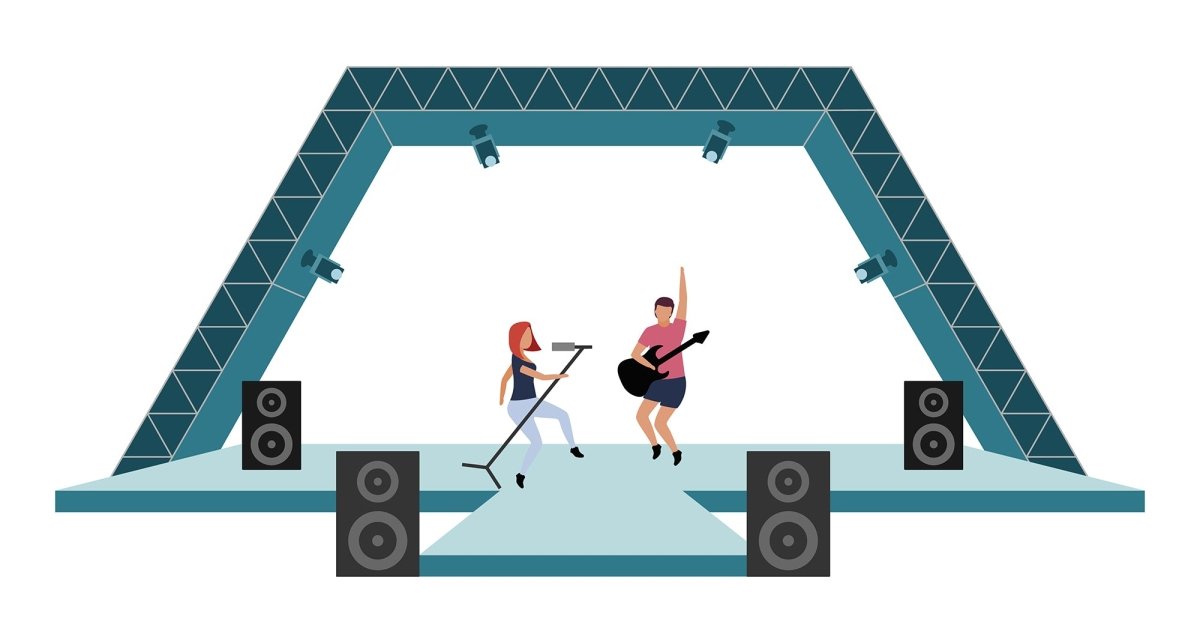 Summer music festival flat cartoon illustrations set