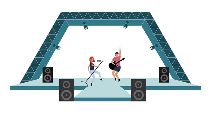 Summer music festival flat cartoon illustrations set