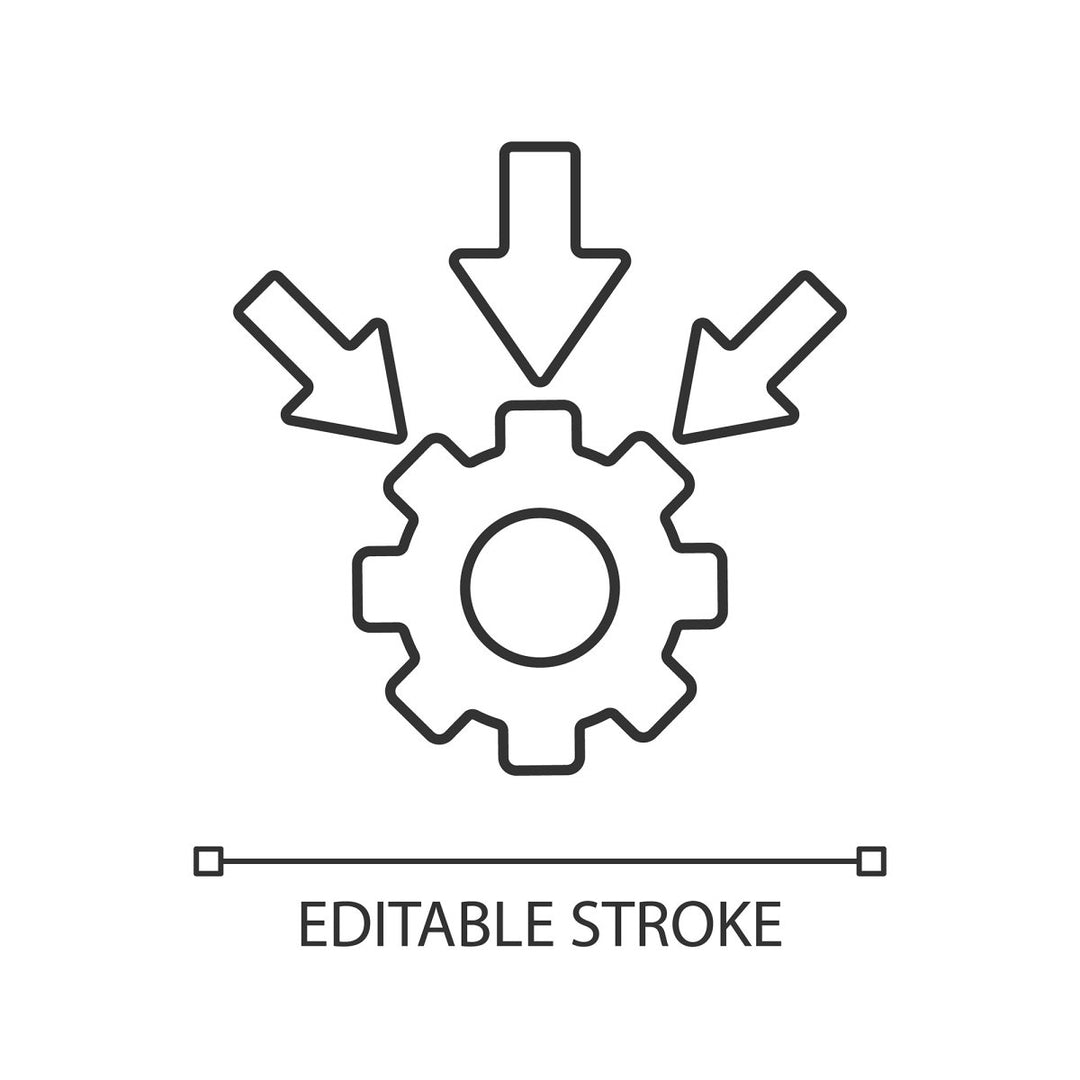 Supply chain management linear icons set