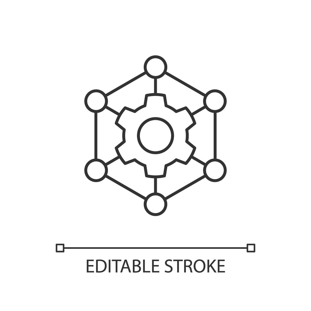 Supply chain management linear icons set