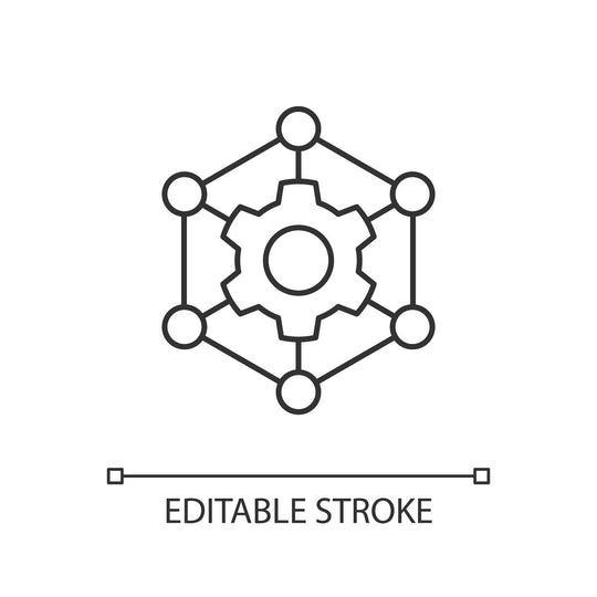 Supply chain management linear icons set