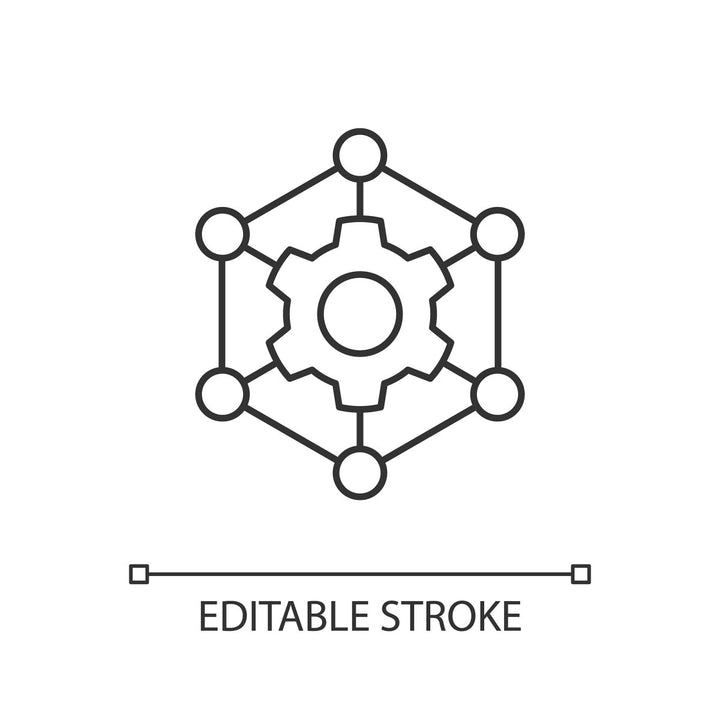 Supply chain management linear icons set