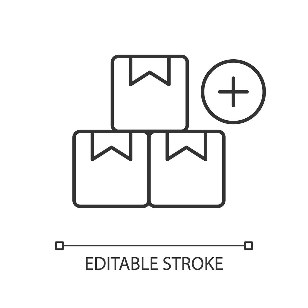 Supply chain management linear icons set