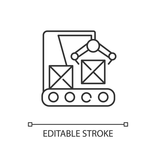 Supply chain management linear icons set