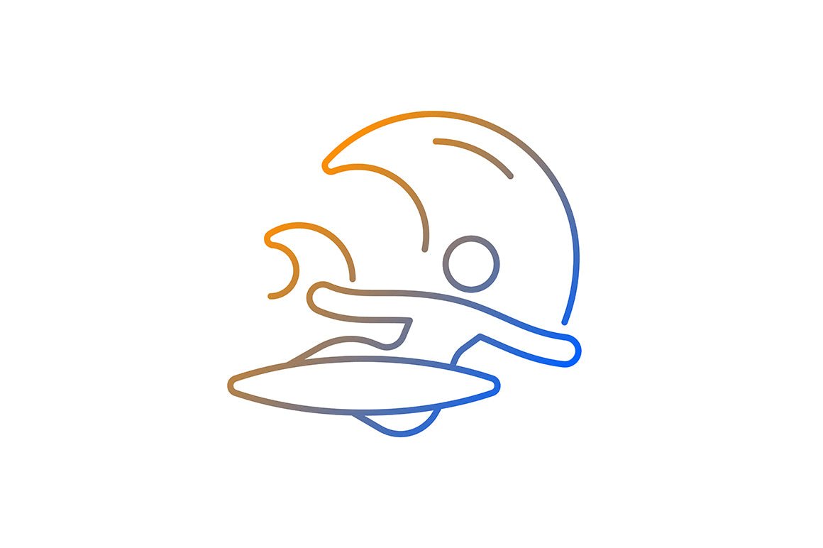 Surfing gradient linear vector icons set