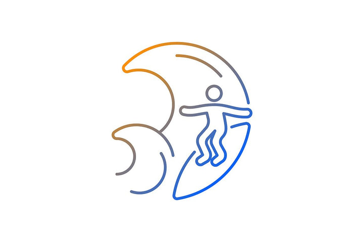 Surfing gradient linear vector icons set