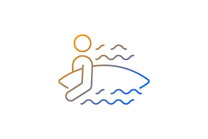 Surfing gradient linear vector icons set