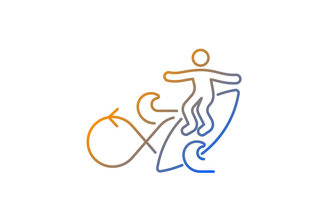 Surfing gradient linear vector icons set