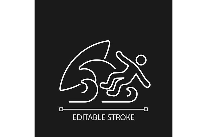 Surfing linear icons set for dark and light mode