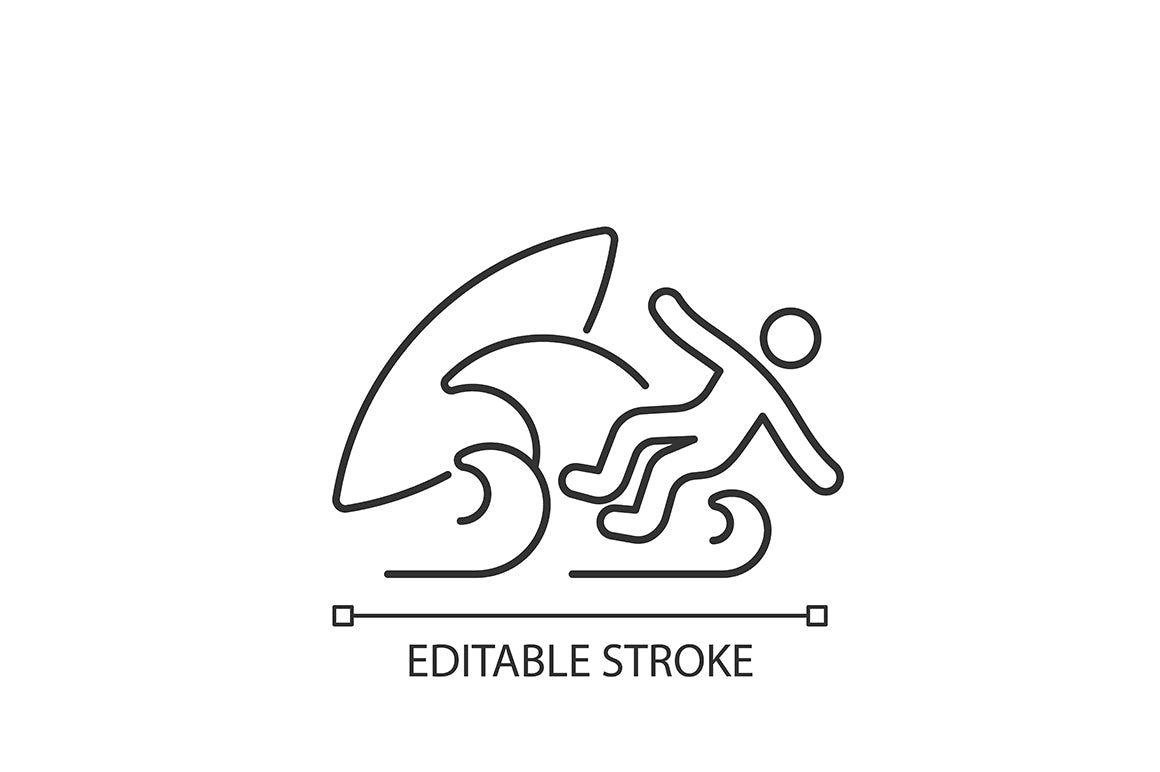 Surfing linear icons set for dark and light mode