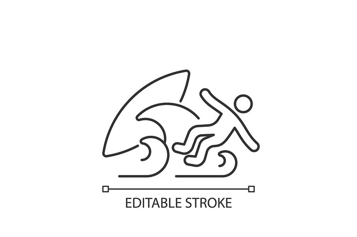 Surfing linear icons set for dark and light mode