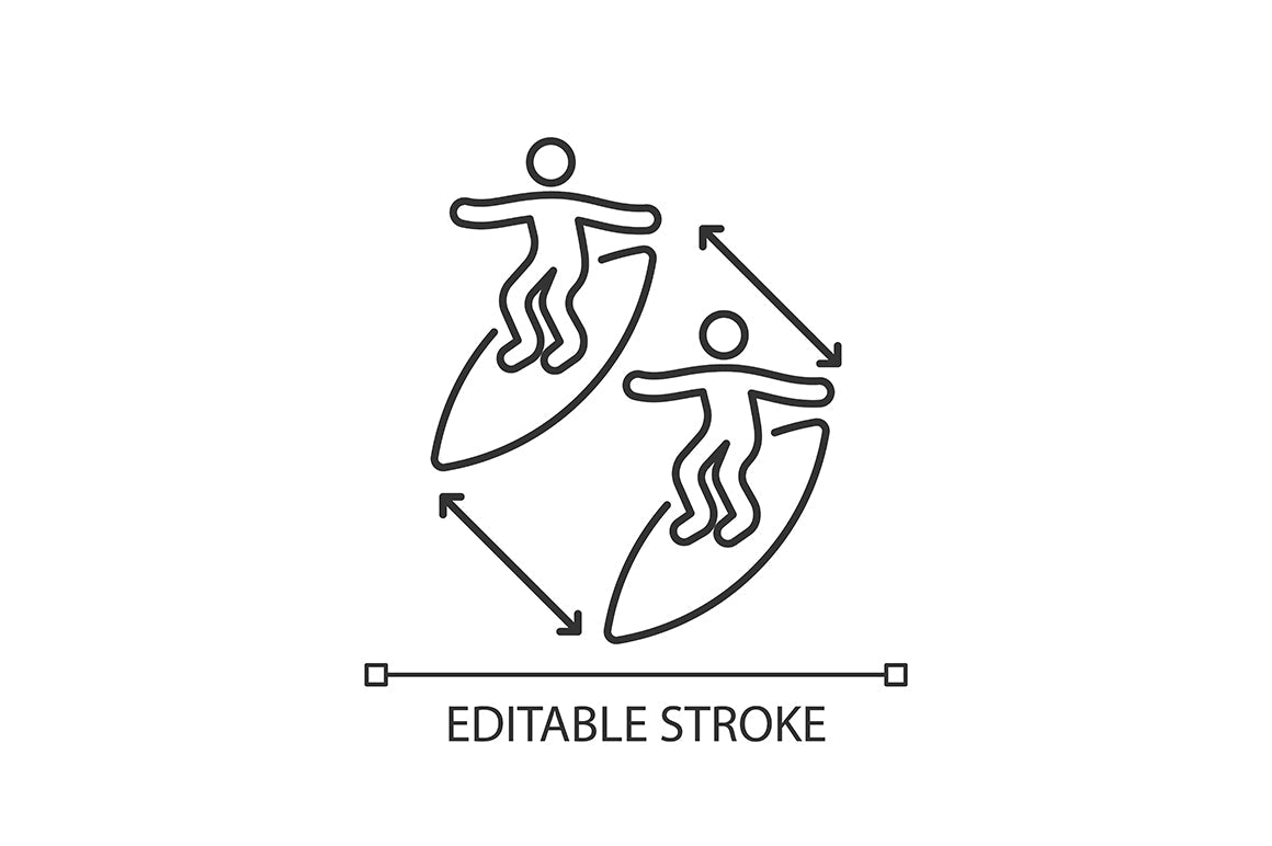 Surfing linear icons set for dark and light mode