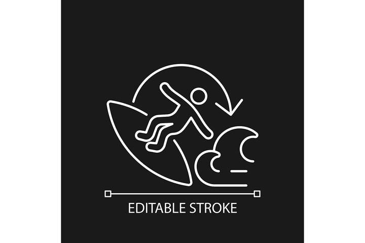 Surfing linear icons set for dark and light mode