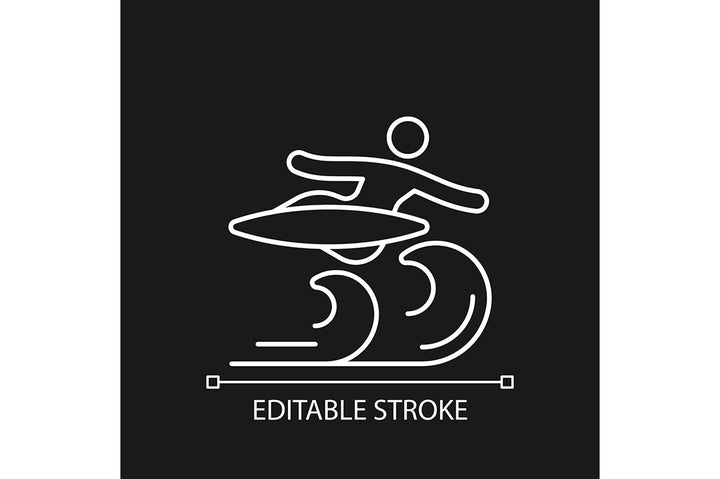 Surfing linear icons set for dark and light mode