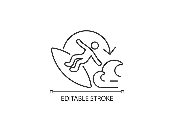 Surfing linear icons set for dark and light mode