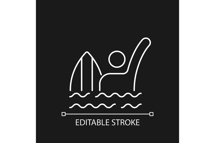 Surfing linear icons set for dark and light mode
