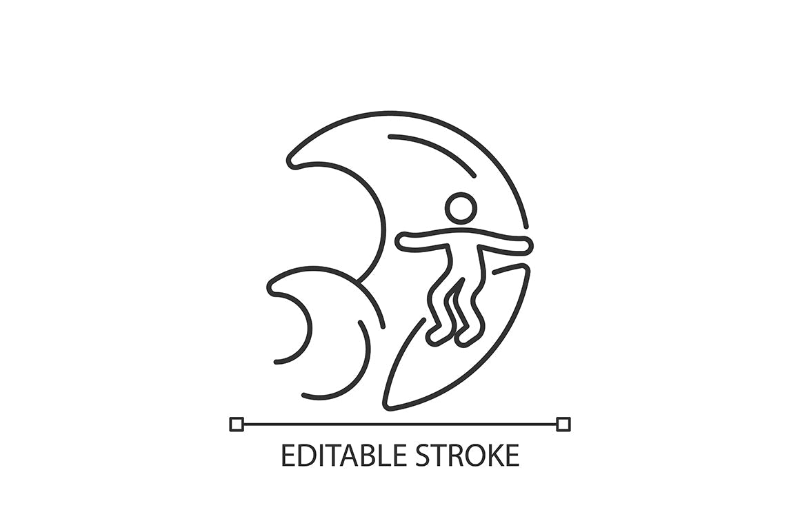 Surfing linear icons set for dark and light mode