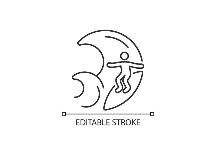Surfing linear icons set for dark and light mode