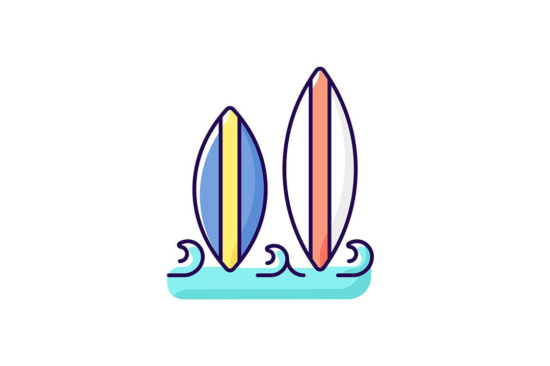 Surfing RGB color icons set