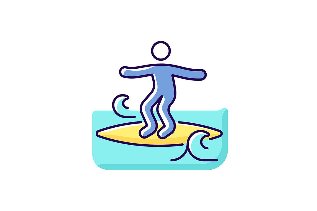 Surfing RGB color icons set