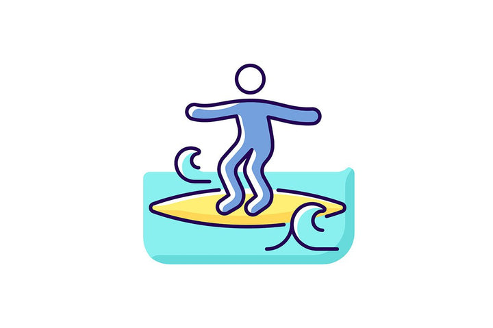 Surfing RGB color icons set
