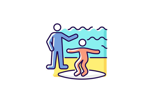 Surfing RGB color icons set