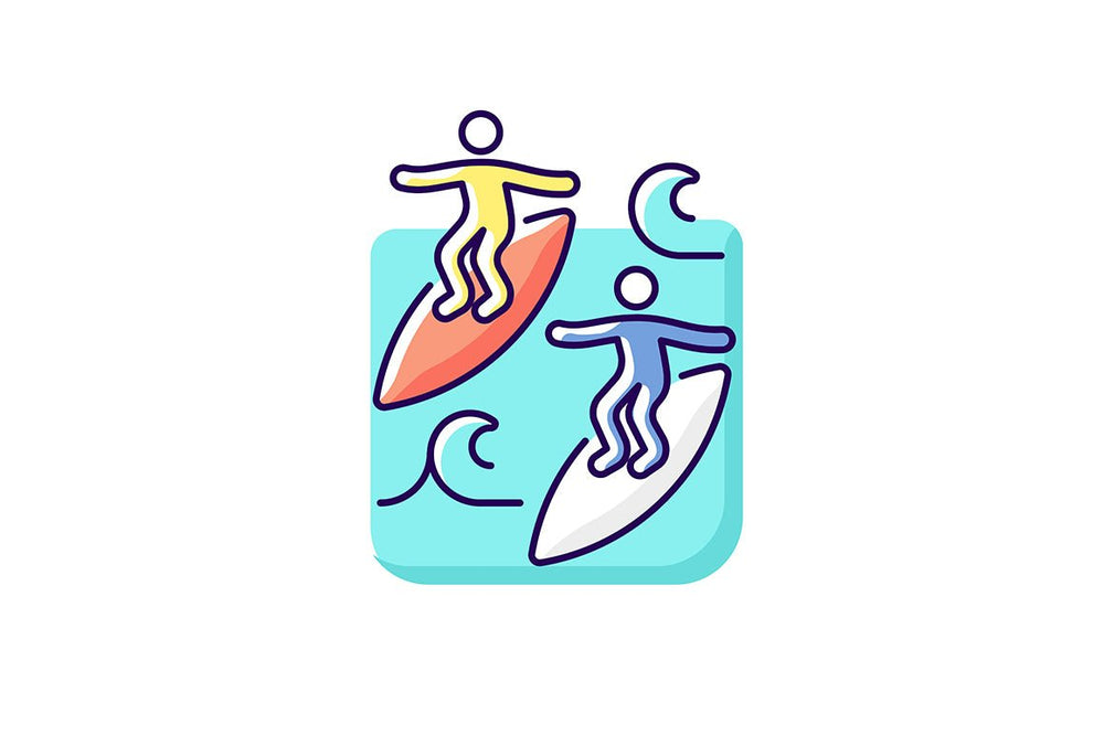 Surfing RGB color icons set