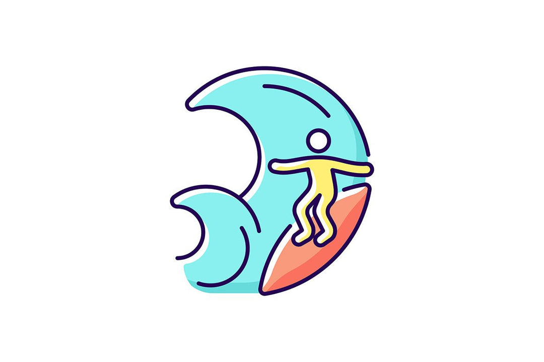 Surfing RGB color icons set